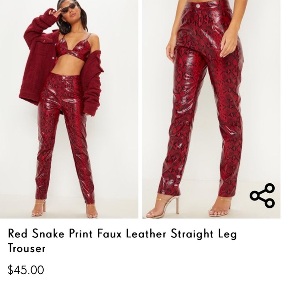 red snake print trousers